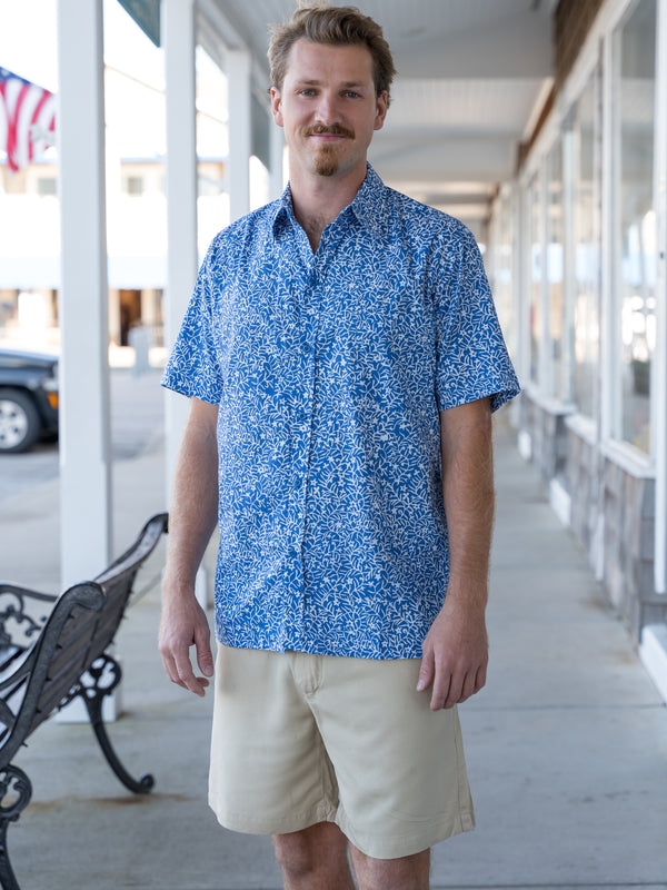 Bali Short-Sleeve Shirt in Little Palm Island Azure